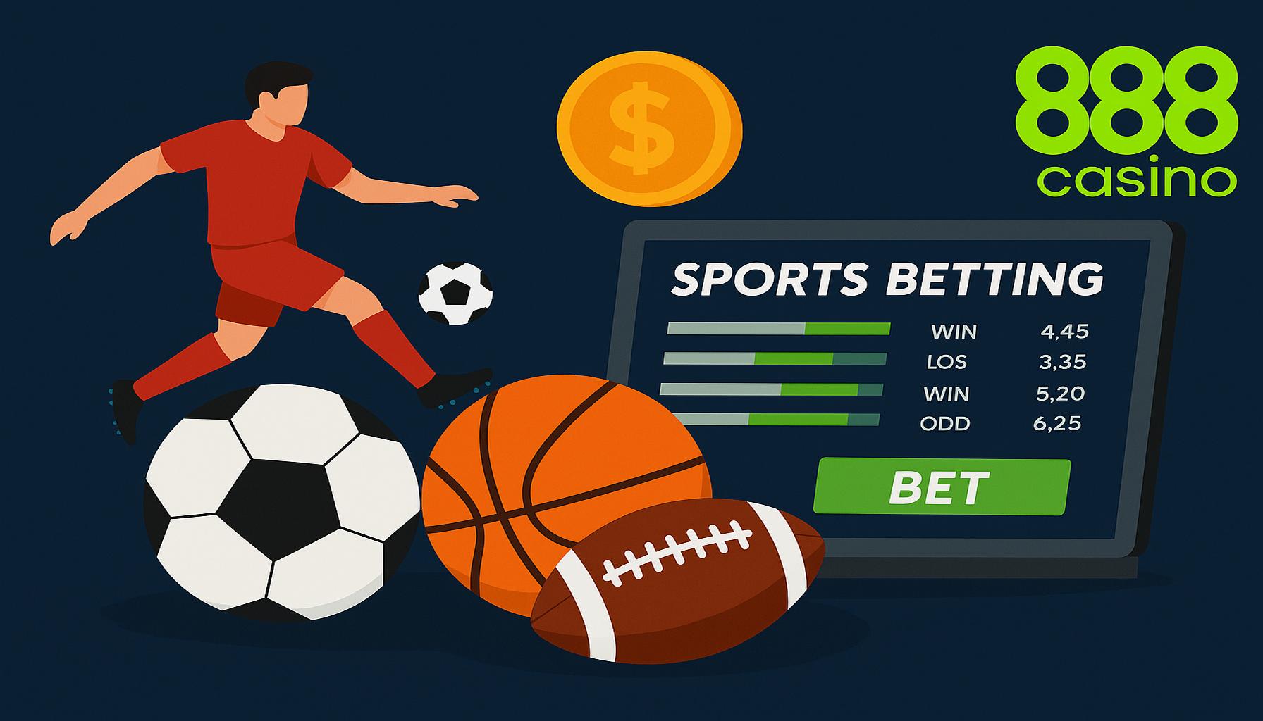 Apostas esportivas no cassino online 888CASINO  